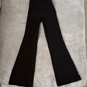 Athleta Black Flared Yoga Pants with pockets